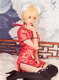 Rabbit playing with red cheongsam(12)